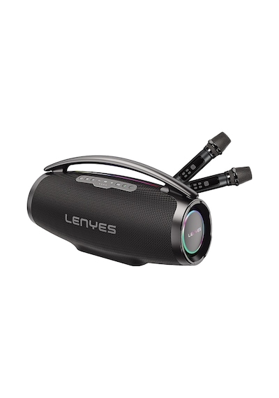 Lenyes Boost X Serisi Rgb Işıklı Çift Mikrofonlu Taşınabilir Bluetooth Hoparlör V5.3 600w Siyah