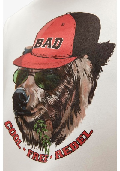Bad Bear Rebel Crewneck Erkek Beyaz Sweatshirt 23.02.12.019-c04 Beyaz
