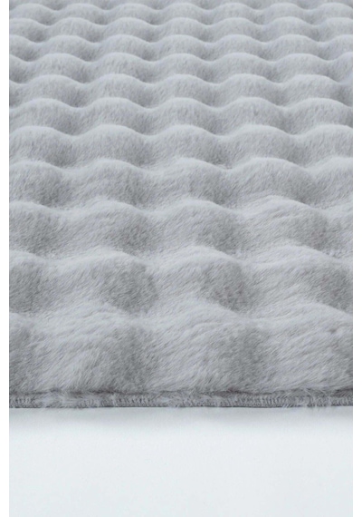 Raschel Carpet Açık Gri Yumuşak Bubble Kaymaz Özel Taban Peluş Halı Yolluk