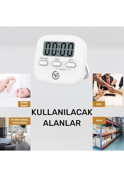 NPO NPT05B Mutfak,Ders,Yemek için 99:59dk Dijital Alarm Kronometre,Pomodoro Öğrenci Motivasyon Saati