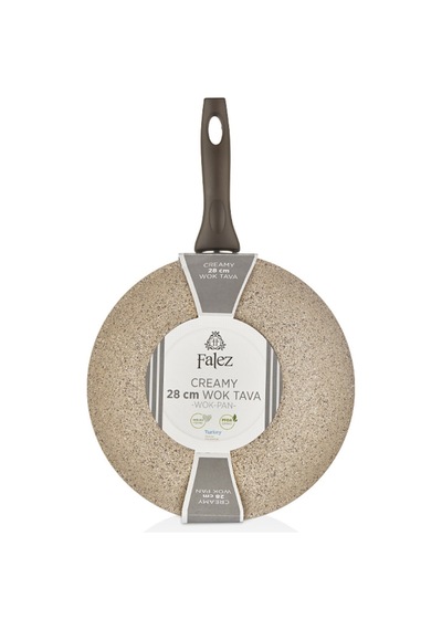 Creamy 28 Cm Granit Wok Tava Krem