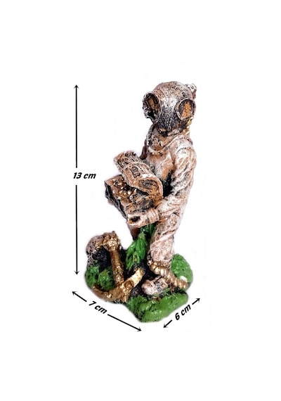 Balıkpet Bronz Hazine Bulan Dalgıç Akvaryum Dekoru 13 CM