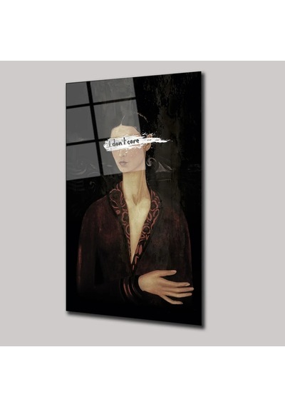 I Don't Care Cam Tablo Esprili Tipografi Duvar Dekoru 35x50 Cm