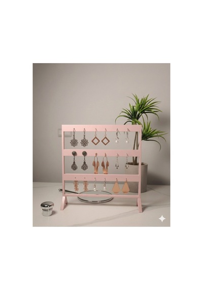Şık Modern Küpe Standı, Pembe Takı Düzenleyici, Takı Standı , Küpe Askısı , 3 Bölmeli Organizer