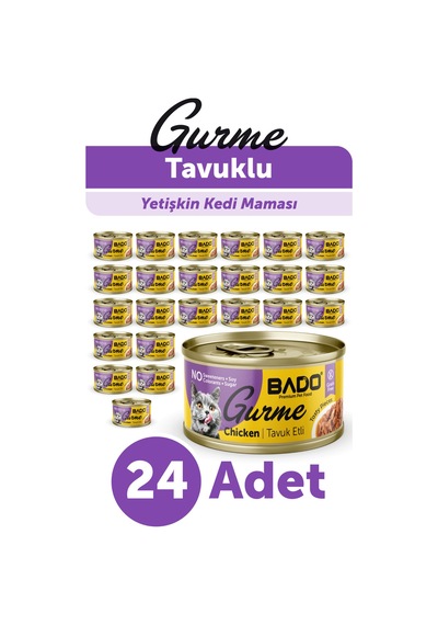 Bado Gurme Yaş Yetişkin Kedi Maması Tavuklu 85 Gr 24 Adet