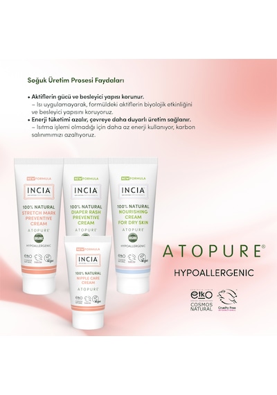Incıa Atopure %100 Doğal Atopiğe Eğilimli Ciltler İçin Krem Çok Kuru Ciltler İçin Yalancı İğde Yağı 60 Ml