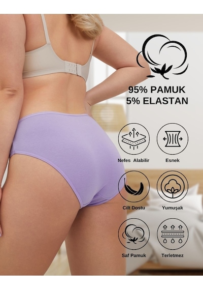 Alya Underwear Kadın Pamuklu Hipster - Slip Külot 5 Farklı Renk 1 Pakette Multicolor-x18