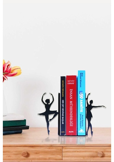 Balerin Dans Figürlü Dekoratif Metal Kitap Tutucu, Kitap Desteği Dekoratif Kitap Organizeri