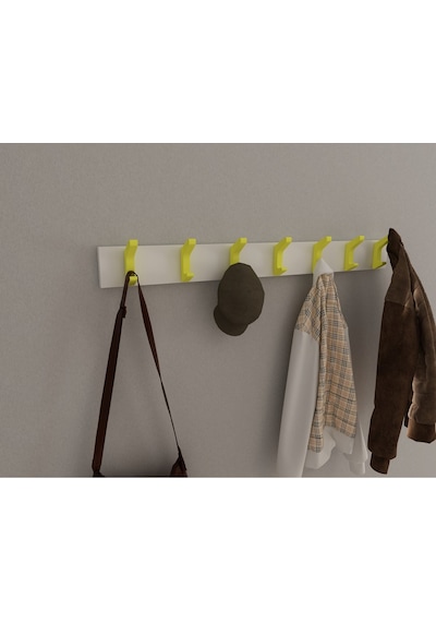 Hepsi3boyutlu Modern Duvar & Kapı Kanca Askılık - 7 Adet Sarı Kanca Askılık - Model No : 2 Sarı