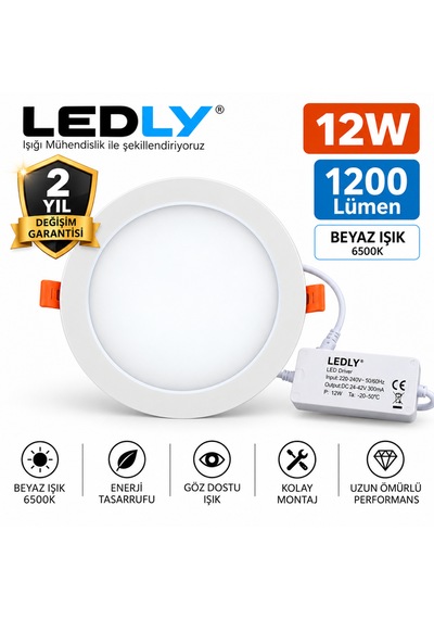 12 W Led Panel Spot Aydınlatma Sıva Altı Beyaz
