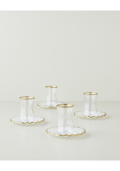 Laccy Cam 8 Parça 4 Kişilik Çay Seti 170 Ml Gold