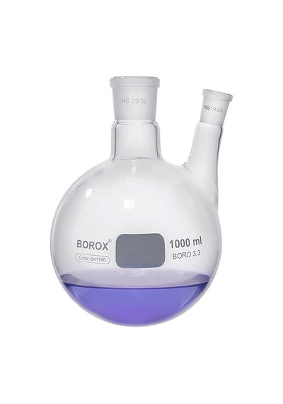 Borox Dibi Yuvarlak Şilifli İki Boyunlu Cam Balon 1 L
