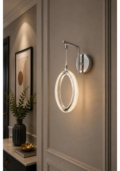 Diamond Modern Tasarım Krom Renk Gün Işığı - Ledli Banyo - Mutfak - Salon Ledli Duvar Aplik Krom Krom