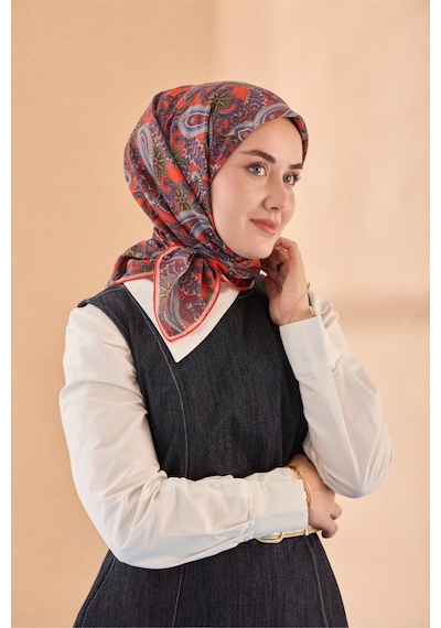 Silk Home Yaz Esintisi Eşarp 150002-15 Parlak Turuncu, Mavi, Yeşil, Gri
