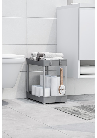 Gri 2 Katlı Düzenleyici Mutfak Ve Banyo Rafı