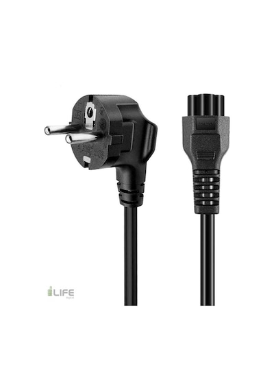 I-life Notebook Adaptör Güç Kablosu 1.2 Mt Yonca Power Kablo Laptop Bilgisayar Kablosu Siyah