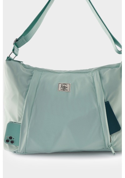 İcone Bag Paraşüt Kumaş Çanta - Yoga Mat Bölmeli, Fermuarlı Cepli, Ayarlanabilir Askılı, Fileli İç Cep Su Yeşili