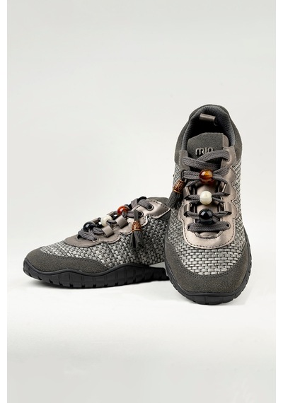 Tw Tonny White Tokyo - 193-1 Kadın Hasır Sneaker Süet Detaylı Boncuklu Calla Gri