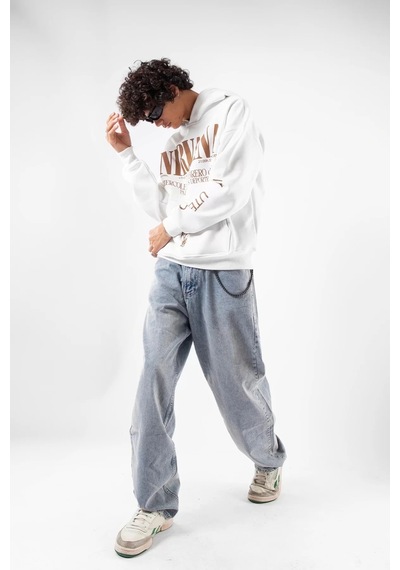 Nirvana Sırt Baskılı Unisex Oversize Beyaz Beyaz