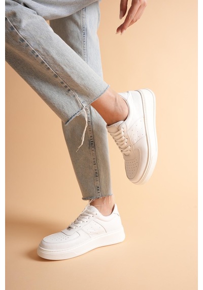 Analin Shoes Kadın Hakiki Deri Sneaker Bağcıklı Spor Ayakkabı Beyaz