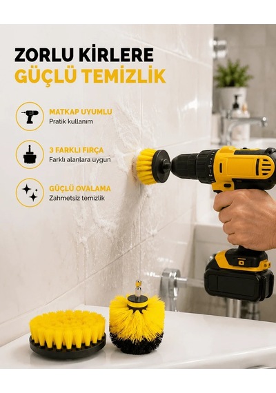 Lb 3 Lü Matkap Ucu Fırça Seti Derinlemesine Temizlik, Tüm Yüzeylerle Uyumlu Yeni Nesil