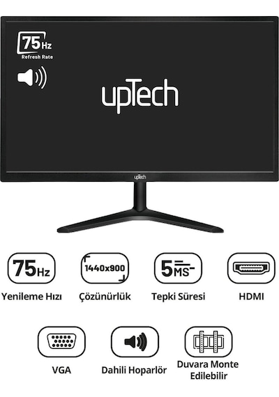 Uptech 19" Geniş Ekran 75 Hz 5ms Dahili Hoparlör Sesli Led Monitör