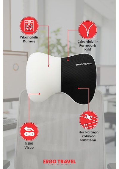 Viscofoam Carfort Büyük Visco Araç Boyun Yastığı – Ortopedik Oto Koltuk Boyun Desteği Siyah - Ergo  Travel