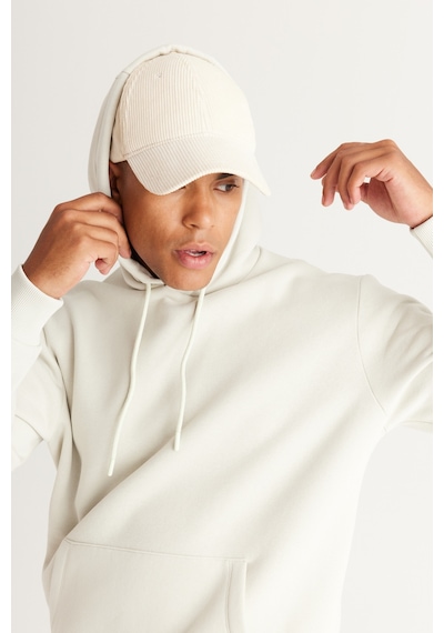 AC&Co / Altınyıldız Classics Erkek Bej Standart Fit Normal Kesim Kapüşonlu Kanguru Cepli Pamuklu Sweatshirt Bej