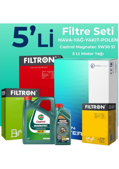 Filtron Fiat Doblo 1.6 Dizel Filtre Bakım Seti Castrol Motor Yağlı (2015-2023) 5 Li