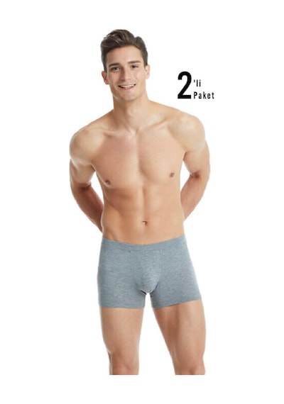 Blackspade 9310 Erkek 2'li Ekonomik Paket %94 Modal Silver Boxer Gri Melanj