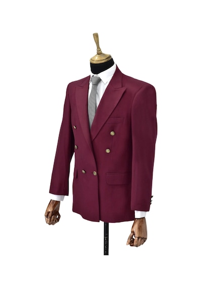 Erkek Bordo Renk, Kruvaze Tek Ceket Sivri Yaka Bgl-krv001 Bordo