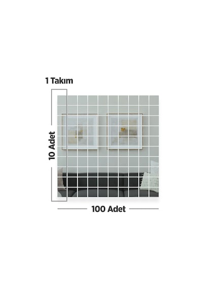 Dekoratif Mozaik Ayna Kare 4mm Düz Ayna 100 Adet 5cm X 5cm