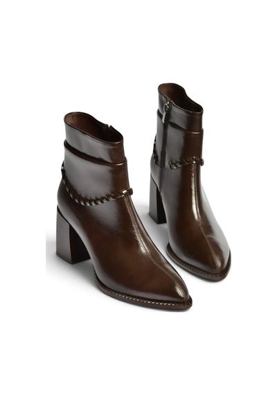 Fox Shoes Z820670060 Kahverengi Rustik Kalın Topuklu Kadın Bot
