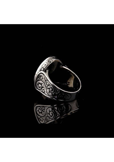 Fkgümüş 925 Ayar Gümüş Allah Lafzı İşlemeli Erkek Yüzük Ve Kolye Silver
