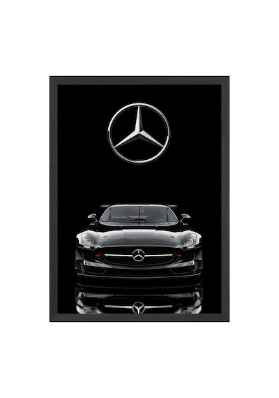 Mercedes Benz Sls Siyah Ahşap Çerçeveli Poster, Dekoratif Araba Duvar Tablosu