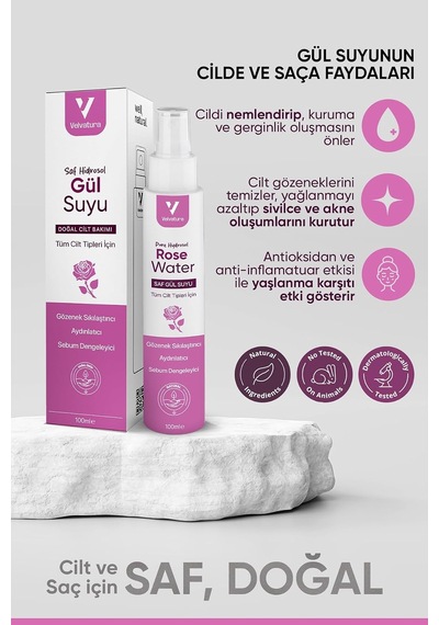 Tr Gül Suyu Gözenek Sıkılaştırıcı Aydınlatıcı Ve Arındırıcı Tonik%100 Doğal Ve Saf 100 Ml