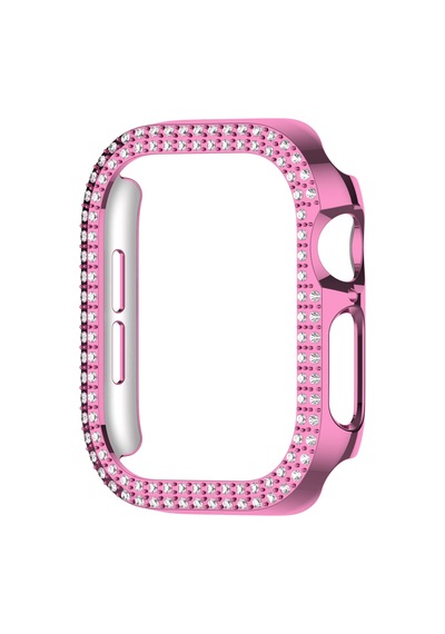 Apple Uyumlu  Watch  10. Nesil 46mm Parlak Taşlı 360 Tam Koruma Kapak Kılıf