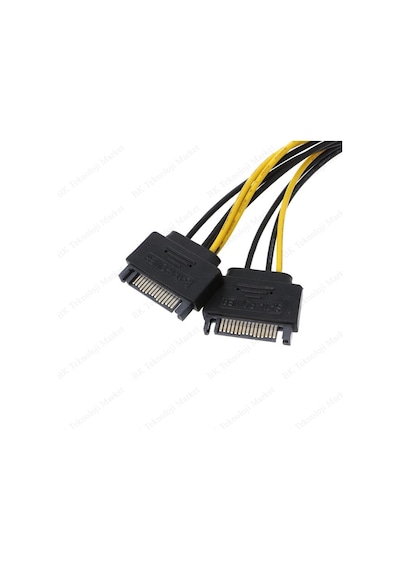 Pci-E Ekran Kartı Güç Kablosu 2 X 15Pin Sata Erkek To 8Pin6+2