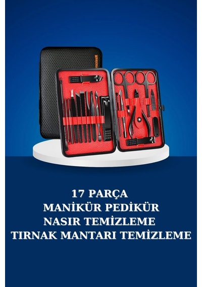 17 Parça Manikür Seti Taşınabilir Özel Çantalı El Ve Ayak Bakımı Tırnak Batığı Temizleme 61115376