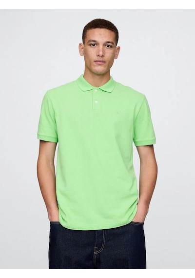Gap Logo Piqué Polo Yaka Erkek T-shirt Yeşil-7584 Yeşil