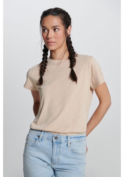 Lee Regular Fit Normal Kesim Bisiklet Yaka Bej Tişört L241644UQ Bej