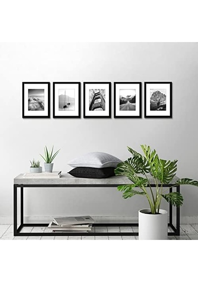 9x12 Resim Çerçevesi Seti 5 İnç Siyah - Mat İle 6x8 Resim Çerçevesi Veya 9x12 Çerçeve Olarak Kullanın - Resim Ç