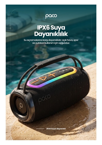 Dossimo Paco 30w Güçlü Ses Bt Aux Usb Tf Card Çoklu Bağlantılı Suya Dayanıklı Speaker Hoparlör Ses Bombası