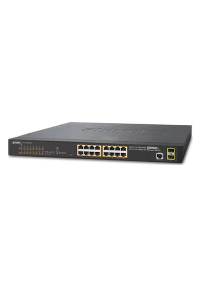 Planet Pl-gs-4210-16p2s 16 Port 10/100/1000t Poe+ 2 Port Sfp 220w Webmaster Poe Switch