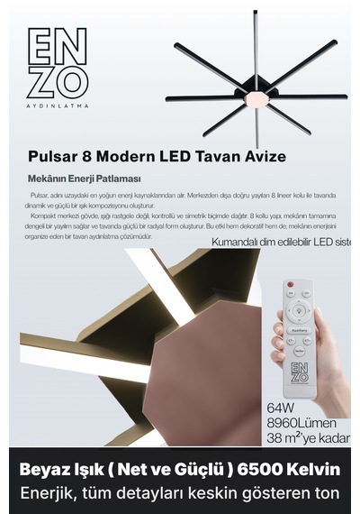 Pulsar Rose Gold Modern Led Tavan Avize - Aşağı Işık Kumandalı Dim Edilebilir Beyaz Işık