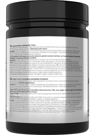 Arginine Vişne Aromalı 500 Gr 50 Servis Amino Asit Arjinin