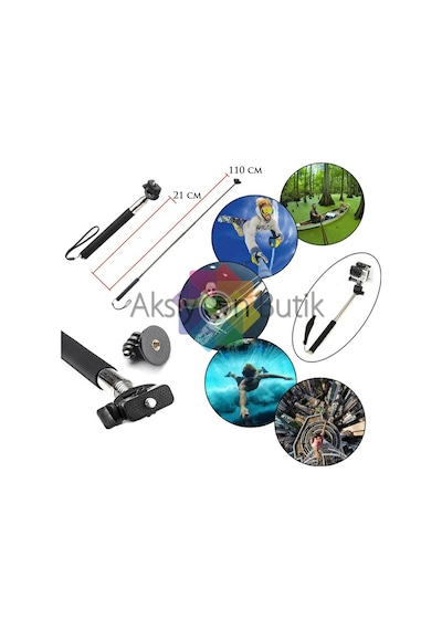 Aksiyon Kamera - Kafa Göğüs Bandı Monopod Seti