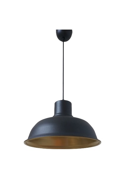 Retro Metal Siyah Dekoratif Siyah İçi Gold Kafe Mutfak Avize Çap:30 Cm Beyaz