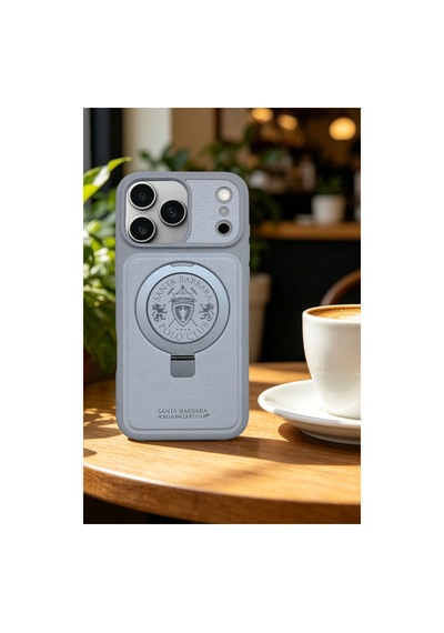 Sbprc İphone 18 Pro Max / 17 Pro Max Kılıf Standlı M-safe Şarja Uygun Puderi Mekanik Tuş Primo Kapak Gümüş