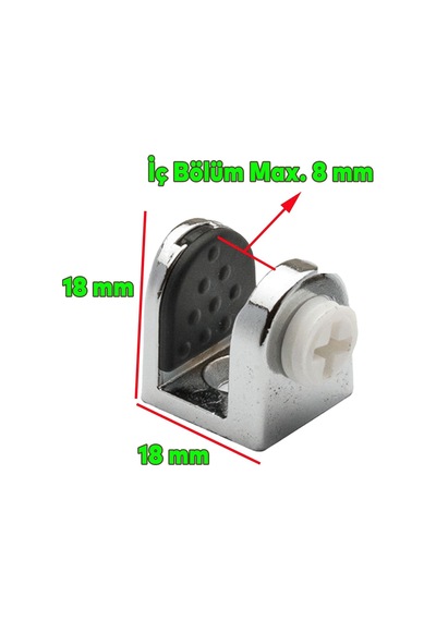 Lexroo Tırnak Metal Cam Raf Tutucu Cam Etejer Menteşesi Krom Plastik Vidalı 8 Mm 4 Adet Çok Renkli